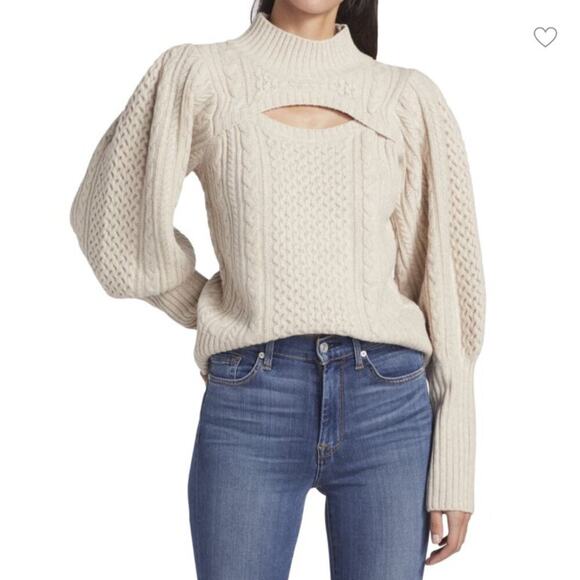 Sea NY Juliette Cable Knit Cutout Sweater - Picture 1 of 8